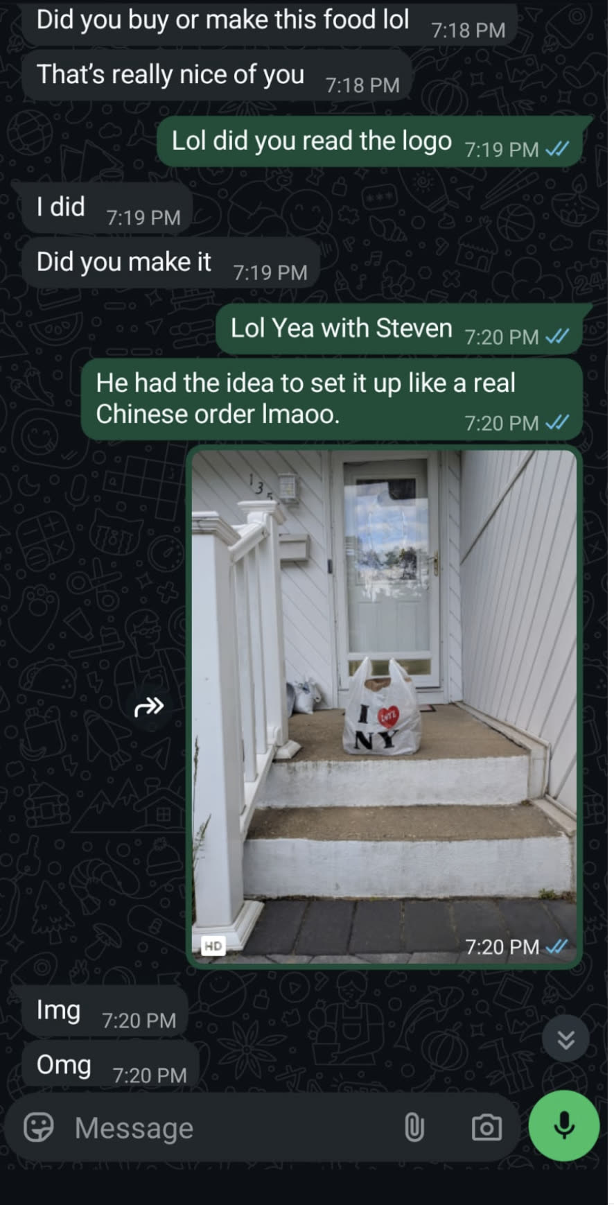 WhatsApp reaction when my sister-in-law received the fake takeout